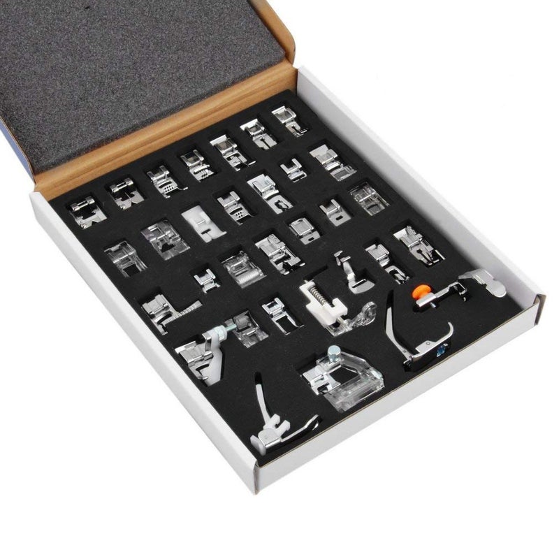 ANYQOO Sewing Machine Presser Foot Set 32 Pcs for Singer, Brother, Babylock, Janome, Elna, Toyota, New Home, Simplicity, Necchi, Kenmore, and Most of Low Shank Sewing Machines - Image 1
